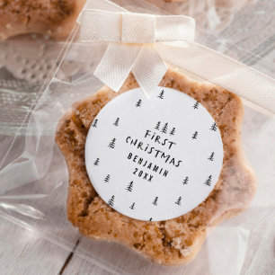 moderne elegante baby eerste kerstfeest baby ronde sticker