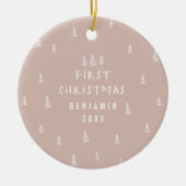 moderne elegante baby eerste kerstmis natuurlijke  keramisch ornament (Voorkant)