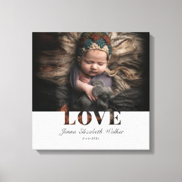 Moderne Elegante Baby Foto Liefde Typografie Poste Canvas Afdruk