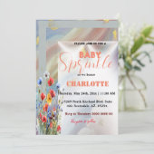 moderne elegante baby sprinkle uitnodiging meisje (Staand voorkant)