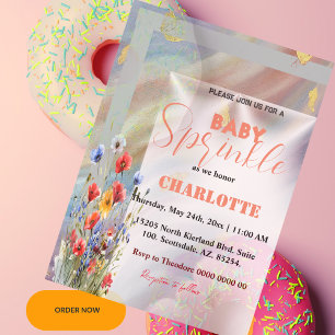 moderne elegante baby sprinkle uitnodiging meisje