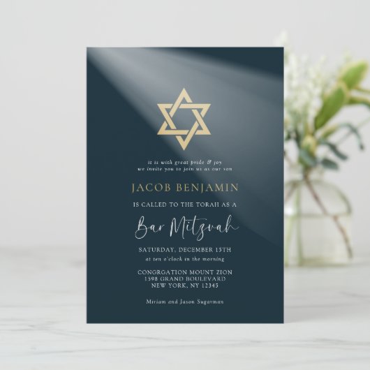 Moderne elegante bar mitswa kaart (Staand voorkant)