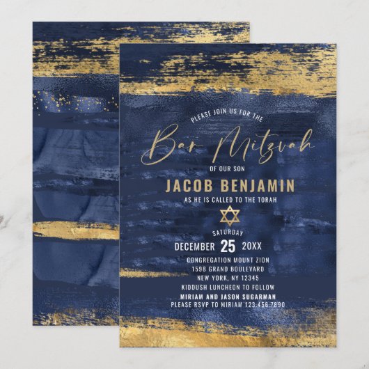 Moderne elegante bar mitswa uitnodiging (Voorkant / Achterkant)