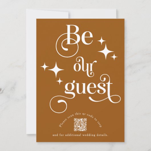 Moderne elegante "Be our Guest" bruiloft uitnodigi Kaart (Achterkant)