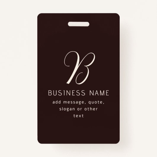 Moderne Elegante Bedrijfsnaam Monogram | donkerbru Badge (Voorkant)