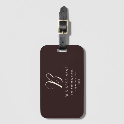 Moderne Elegante Bedrijfsnaam Monogram | donkerbru Bagagelabel (Voorkant (verticaal))