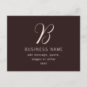 Moderne Elegante Bedrijfsnaam Monogram | donkerbru Briefkaart (Voorkant)
