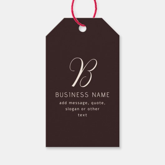 Moderne Elegante Bedrijfsnaam Monogram | donkerbru Cadeaulabel (Voorkant)