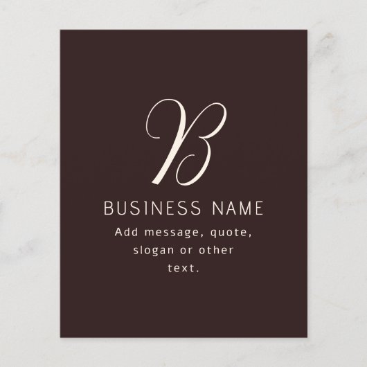 Moderne Elegante Bedrijfsnaam Monogram | donkerbru Flyer (Voorkant)