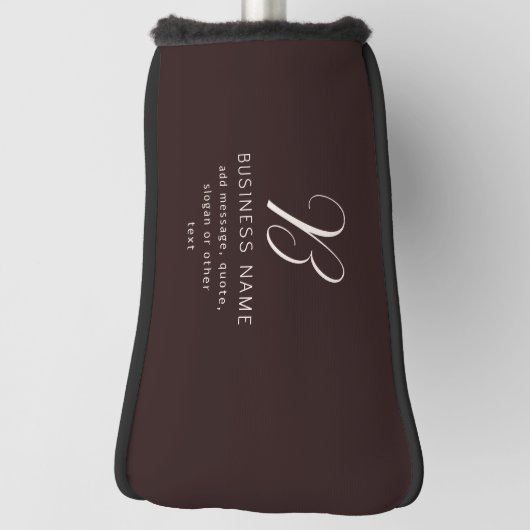 Moderne Elegante Bedrijfsnaam Monogram | donkerbru Golfheadcover (Draai 90)