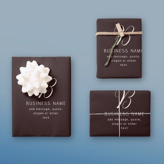 Moderne Elegante Bedrijfsnaam Monogram | donkerbru Inpakpapier Vel