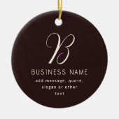 Moderne Elegante Bedrijfsnaam Monogram | donkerbru Keramisch Ornament (Voorkant)