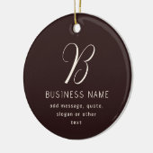 Moderne Elegante Bedrijfsnaam Monogram | donkerbru Keramisch Ornament (Links)