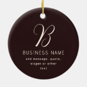 Moderne Elegante Bedrijfsnaam Monogram | donkerbru Keramisch Ornament (Achterkant)