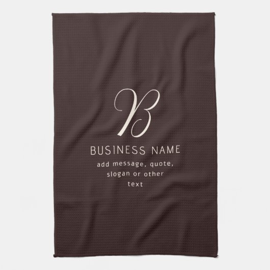 Moderne Elegante Bedrijfsnaam Monogram | donkerbru Theedoek (Verticaal)