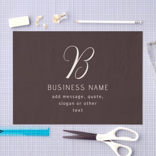Moderne Elegante Bedrijfsnaam Monogram | donkerbru Tissuepapier (Craft)