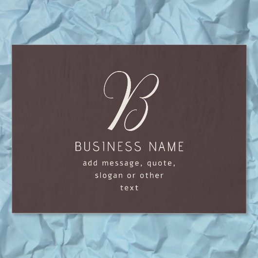 Moderne Elegante Bedrijfsnaam Monogram | donkerbru Tissuepapier