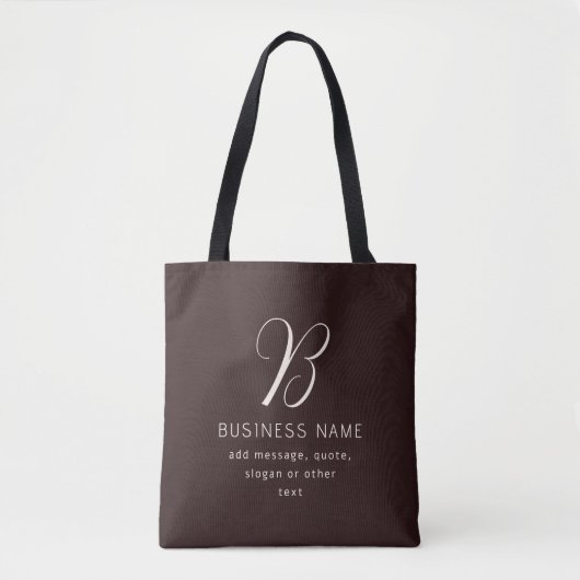 Moderne Elegante Bedrijfsnaam Monogram | donkerbru Tote Bag (Voorkant)