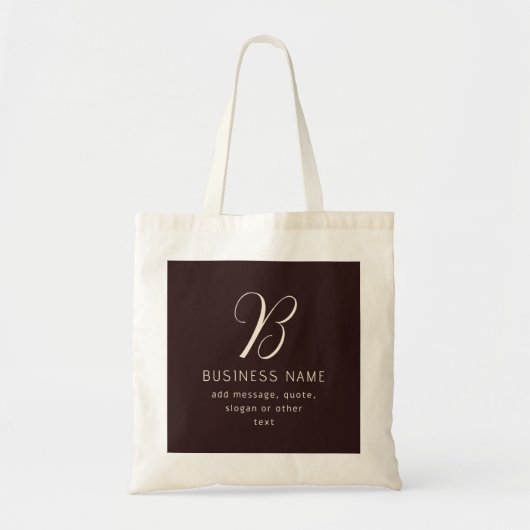 Moderne Elegante Bedrijfsnaam Monogram | donkerbru Tote Bag (Voorkant)