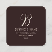 Moderne Elegante Bedrijfsnaam Monogram | donkerbru Vierkante Visitekaartje (Voorkant)