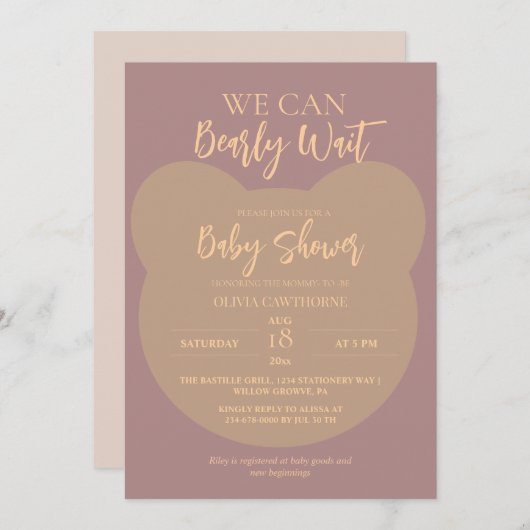 Moderne Elegante Beer Baby Shower Kaart (Voorkant / Achterkant)