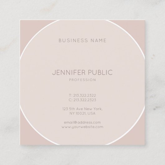 Moderne elegante beige Brown Design Professional t Vierkante Visitekaartje (Achterkant)