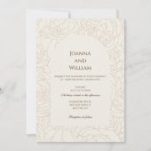 Moderne elegante beige bruine bruiloft uitnodiging (Voorkant)