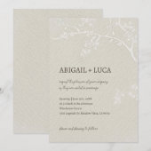 Moderne Elegante Beige Chinoiserie Bruiloft Kaart (Voorkant / Achterkant)