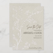 Moderne Elegante Beige Chinoiserie Save the Date Kaart (Voorkant / Achterkant)