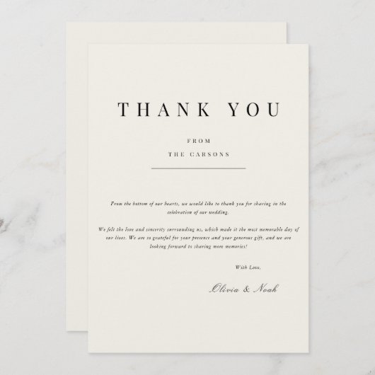 Moderne & Elegante Beige Dank u Kaart (Voorkant / Achterkant)