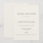 Moderne & Elegante Beige Engagement Party Uitnodig Kaart (Voorkant / Achterkant)