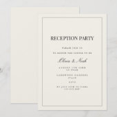 Moderne & Elegante Beige Ontvangst Uitnodigingskaa Kaart (Voorkant / Achterkant)