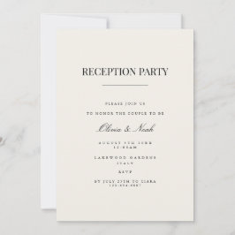 Moderne & Elegante Beige Receptie Uitnodiging Kaar