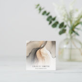 Moderne Elegante Beige Waterverf Vierkante Visitekaartje (Staand voorkant)
