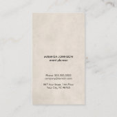 Moderne Elegante Beige Wit Kant Event Planner Visitekaartje (Achterkant)