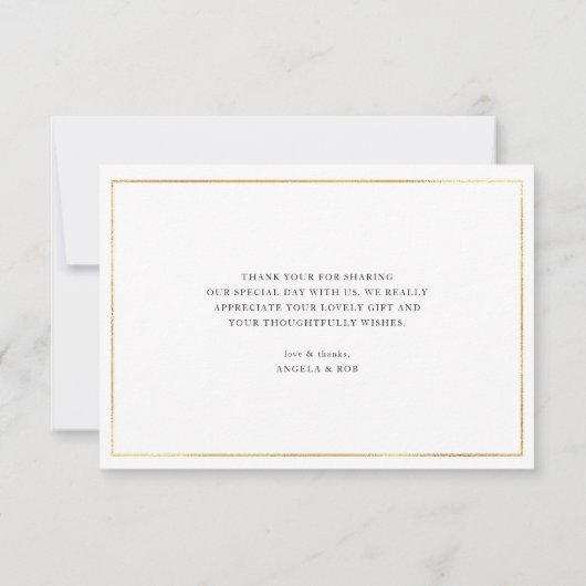 Moderne elegante belettering bruiloft dank u bedankkaart (Achterkant)