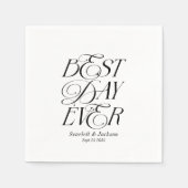 Moderne Elegante Beste Dag Ooit Kalligrafie Trouwe Servet (Voorkant)