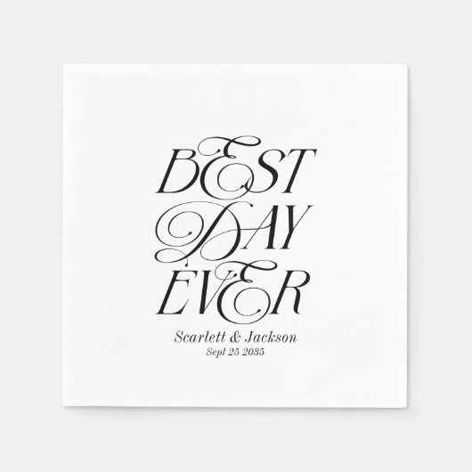Moderne Elegante Beste Dag Ooit Kalligrafie Trouwe Servet (Voorkant)