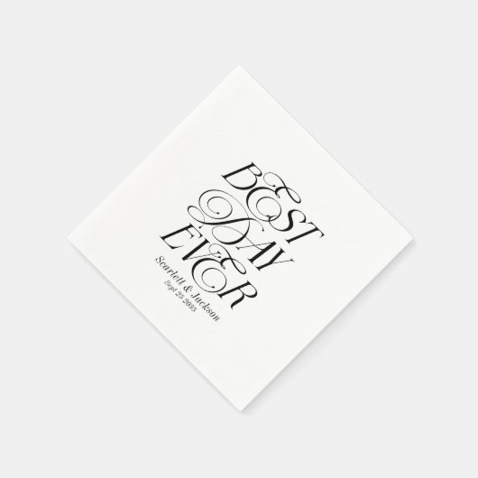 Moderne Elegante Beste Dag Ooit Kalligrafie Trouwe Servet (Hoek)