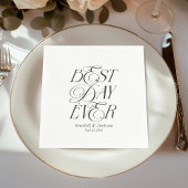 Moderne Elegante Beste Dag Ooit Kalligrafie Trouwe Servet