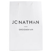 Moderne Elegante Beste Man Groomsmen Minimalist Medium Cadeauzakje (Voorkant)