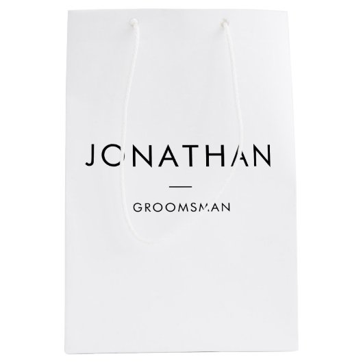 Moderne Elegante Beste Man Groomsmen Minimalist Medium Cadeauzakje (Voorkant)