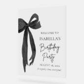 Moderne Elegante Black Bow Coquette Verjaardag Wel Acryl Bord (Hoek)