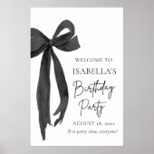 Moderne Elegante Black Bow Coquette Verjaardag Wel Poster (Voorkant)