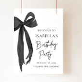 Moderne Elegante Black Bow Coquette Verjaardag Wel Poster