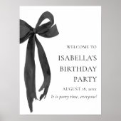 Moderne Elegante Black Bow Coquette Verjaardag Wel Poster (Voorkant)