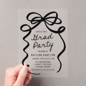 Moderne Elegante Black Bow Graduation Party Acryl Uitnodigingen (Insitu (Draagbaar))