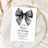 Moderne elegante Black Bow verjaardagsuitnodiging Kaart