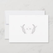 Moderne elegante bladrijke monogram bruiloft RSVP kaartje (Achterkant)
