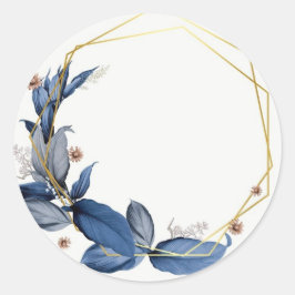 Moderne Elegante blauw en goud Ronde Sticker